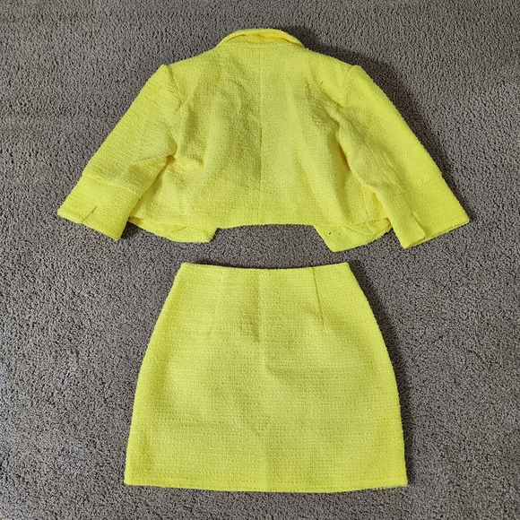 SHEIN Yellow Tweed Two-Piece Co-Ord Set - Picture 2 of 8